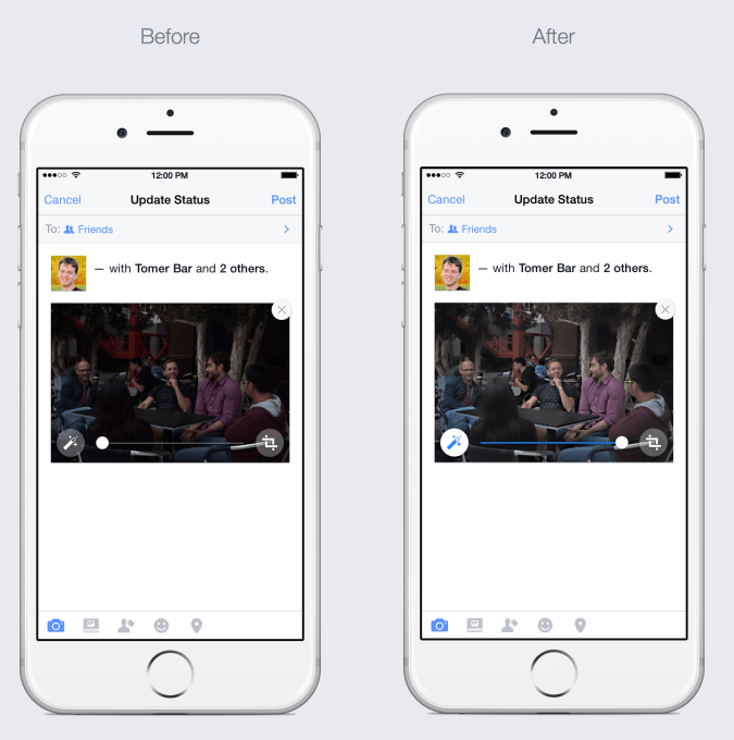 Facebook app Automatisch verbeteren van foto's